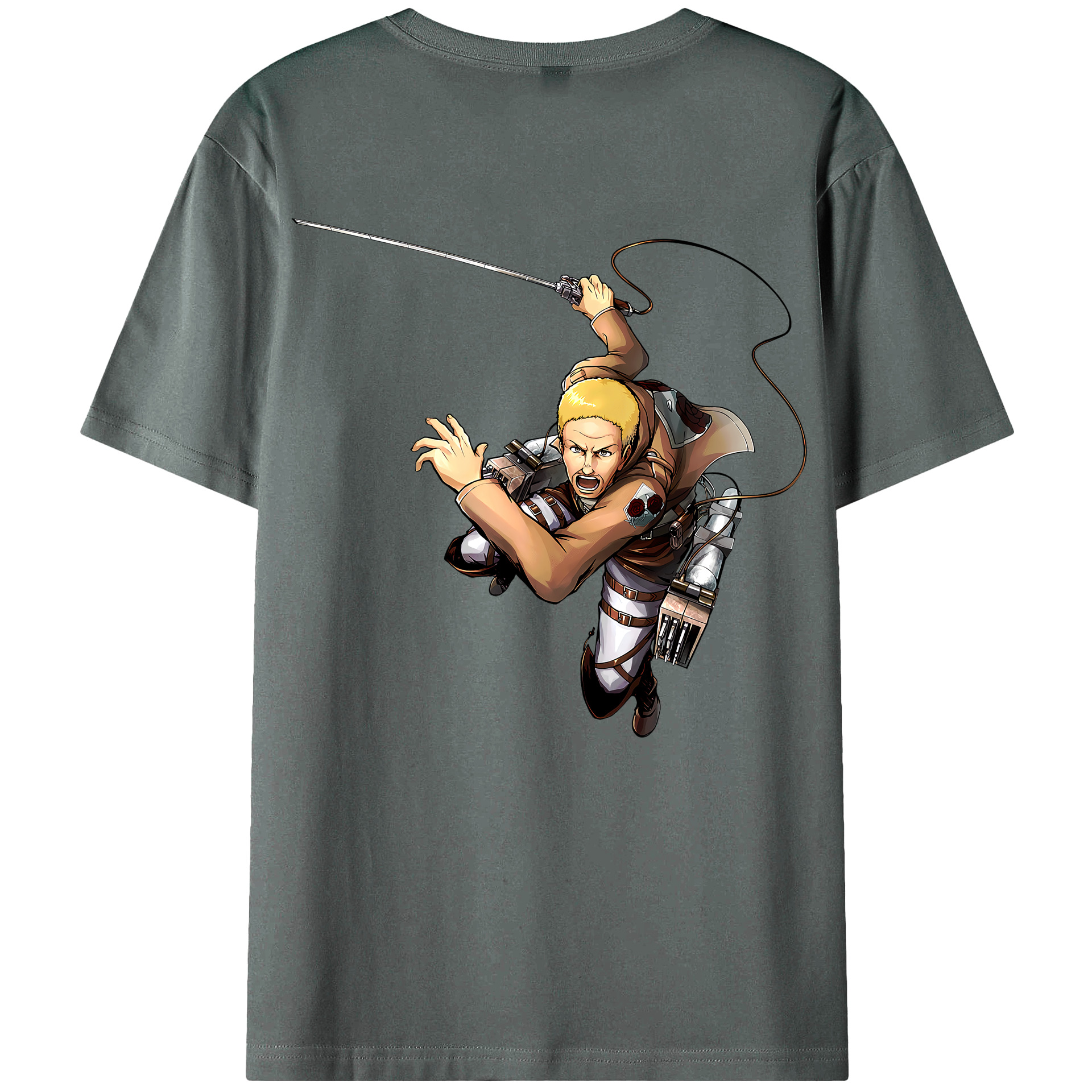 （画像用） 進撃の巨人 ハンネス Attack on Titan Hannes 綿100％半袖Tシャツ（背面プリント）